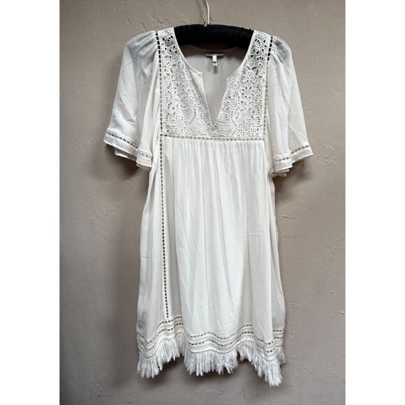 Joie Rainey Silk Crepe Georgette Dress Small Color Porcelain Short Sleeve - Picture 1 of 9